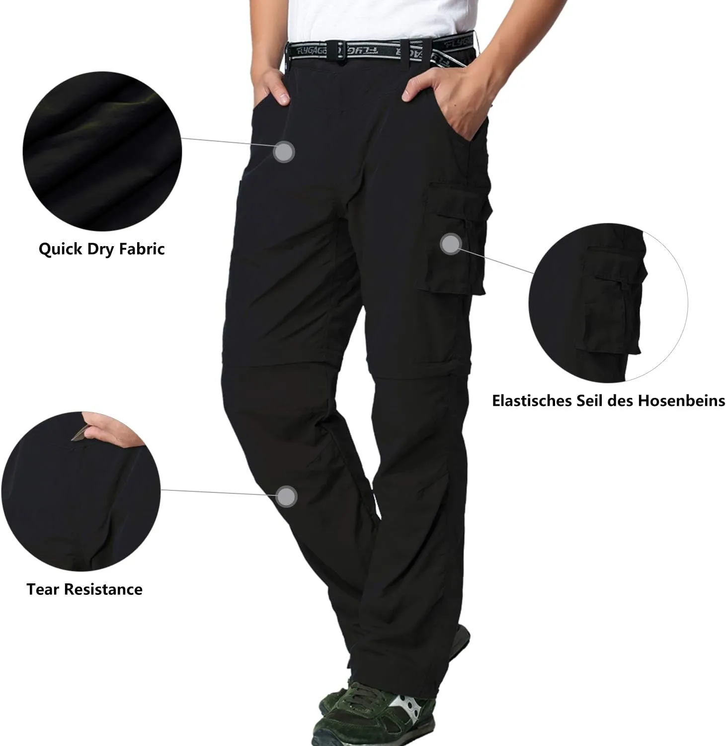Mens Hiking Pants Convertible Zip Off Shorts Outdoor Quick Dry Lightweight Fishing Travel Safari Cargo Trouser