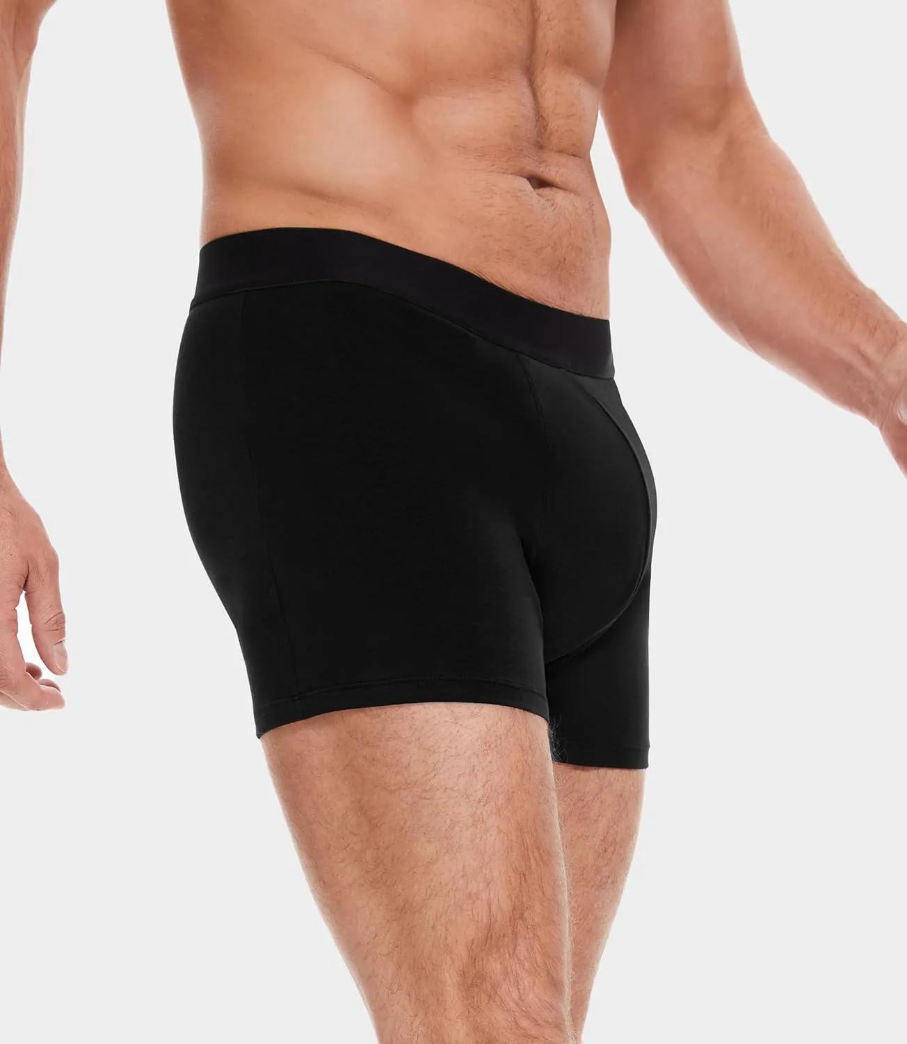 Men's Incontinence Underwear, Black Boxer Brief with Protective Pads, Washable Reusable Leakproof Heavy Absorbency
