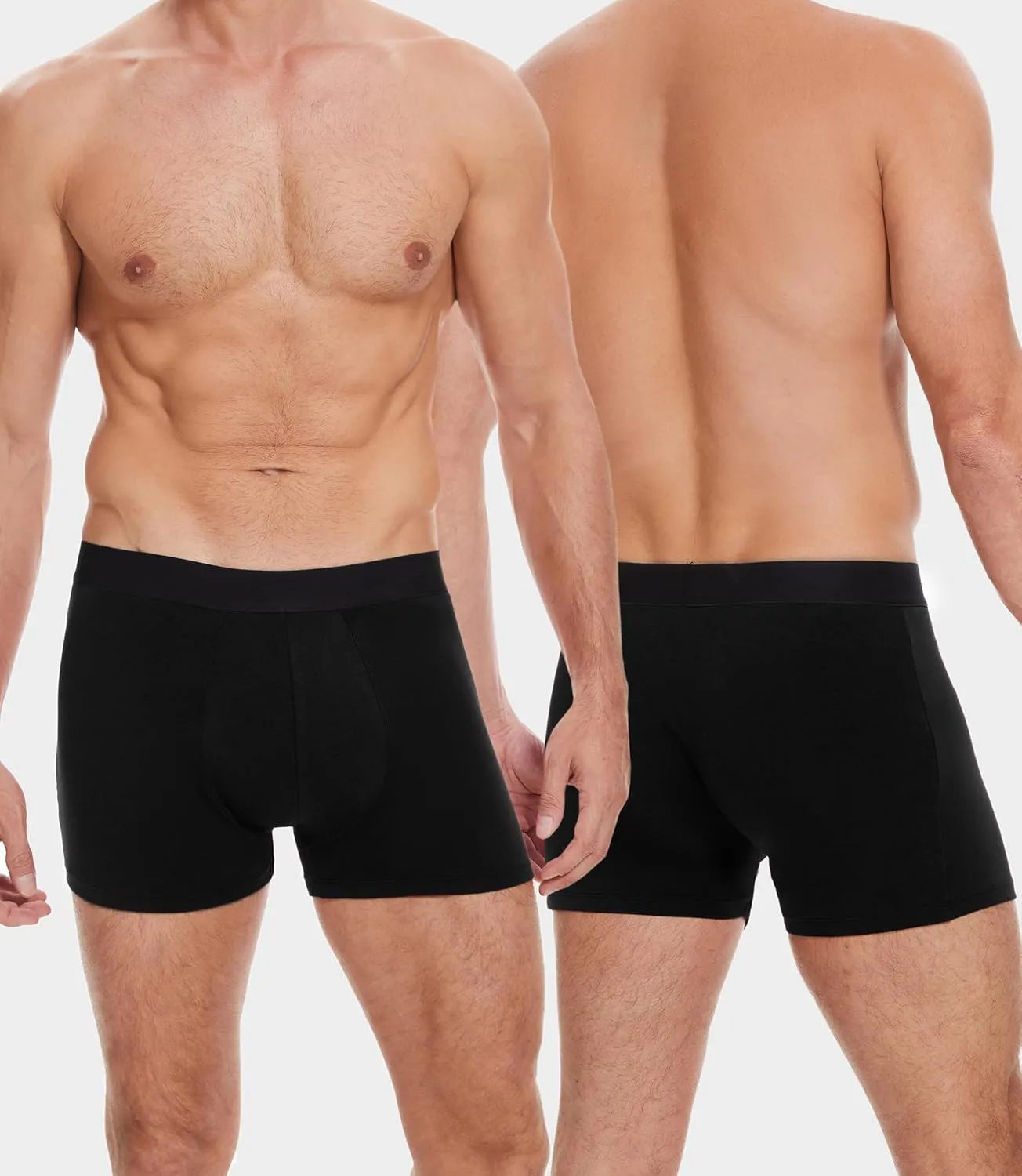 Men's Incontinence Underwear, Black Boxer Brief with Protective Pads, Washable Reusable Leakproof Heavy Absorbency