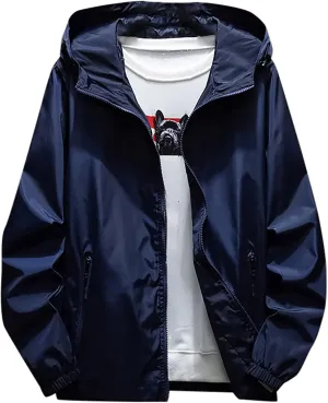 Men's Jackets Rain Windbreaker Lightweight Shell Raincoat With Hood For Golf Hiking Travel, M-7XL