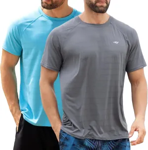 Men's Rash Guard Swim Shirts UPF 50  Short Sleeve Fishing Quick Dry Beach-Recommended Larger one
