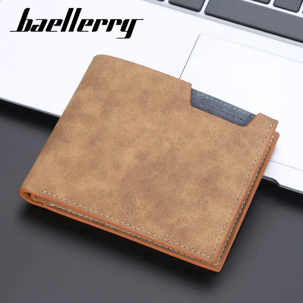 Men's Short Multiple Slots Open Matte Leather Men's Wallets