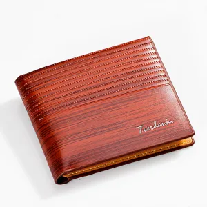 Men's Short Vintage Wooden Pattern British Multiple Men's Wallets
