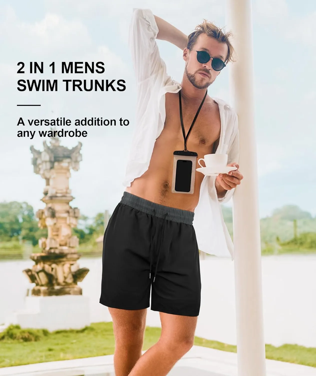 Mens Swim Trunks 7" Quick Dry Swim Shorts Swimsuit Swimming Trunks Swimwear with Pockets