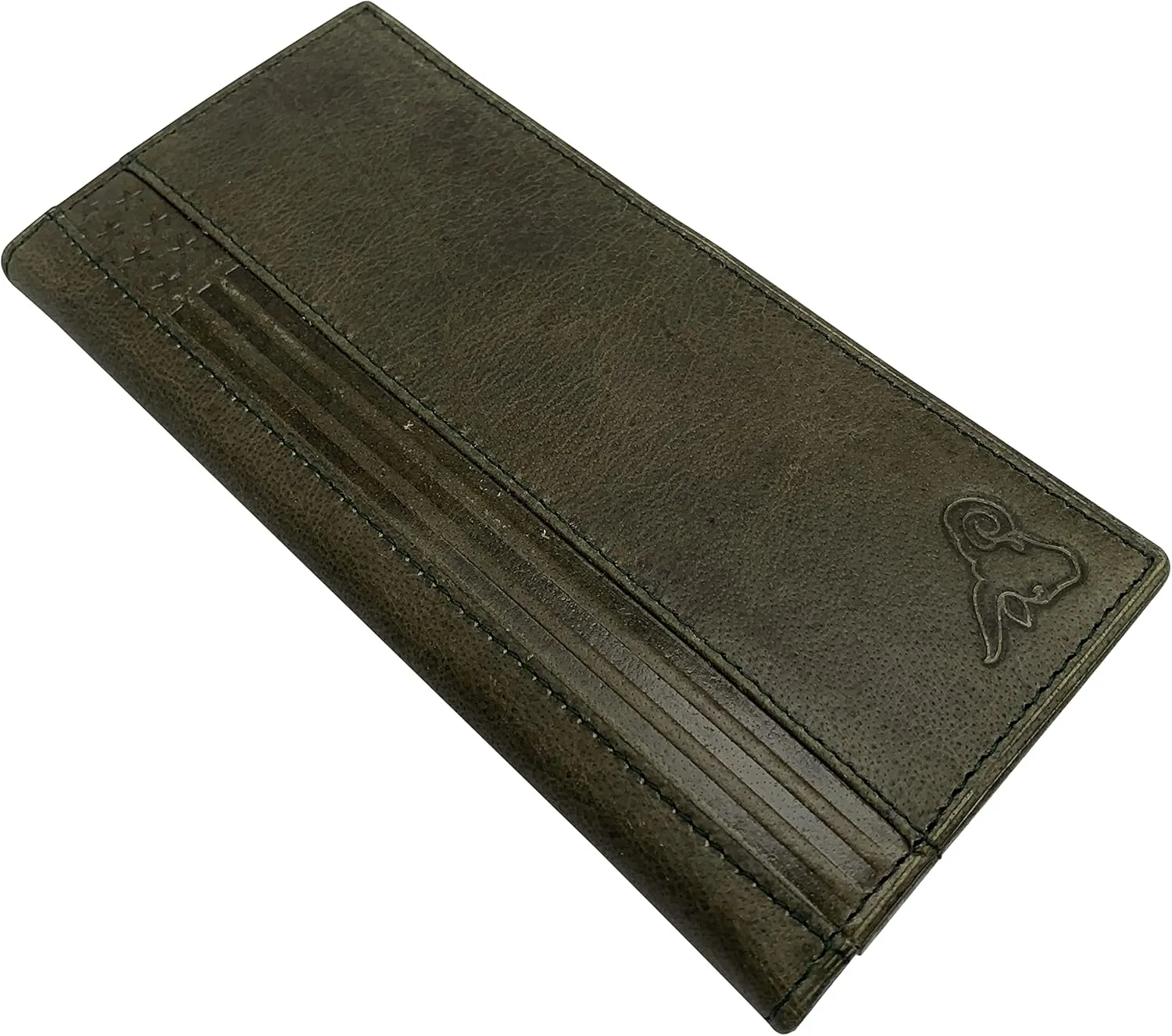 Mens Wallet Long-RFID Wallet for Men with US Flag, Leather Long Wallet for Men Bifold Blocking Wallet - Gifts for Him (Green)