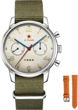 Mens Watches 1963 40mm Manual Winding Seagull ST1901 Movement Aviation Chronograph Pilot's Watch Mechanical Sapphire Glass Stainless Steel Case