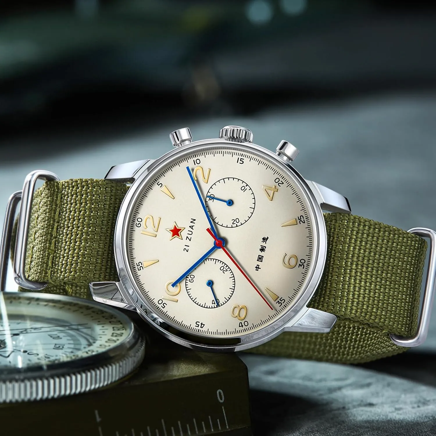 Mens Watches 1963 40mm Manual Winding Seagull ST1901 Movement Aviation Chronograph Pilot's Watch Mechanical Sapphire Glass Stainless Steel Case