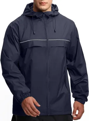 Mens Waterproof Hooded Rain Jacket Lightweight Raincoat for Outdoor Hiking Running Travel