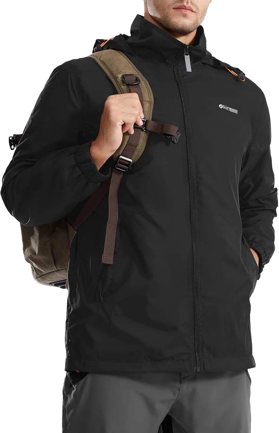 Mens Waterproof Jacket Outdoor Lightweight Hooded Windbreaker Travel Hiking Windproof Raincoat