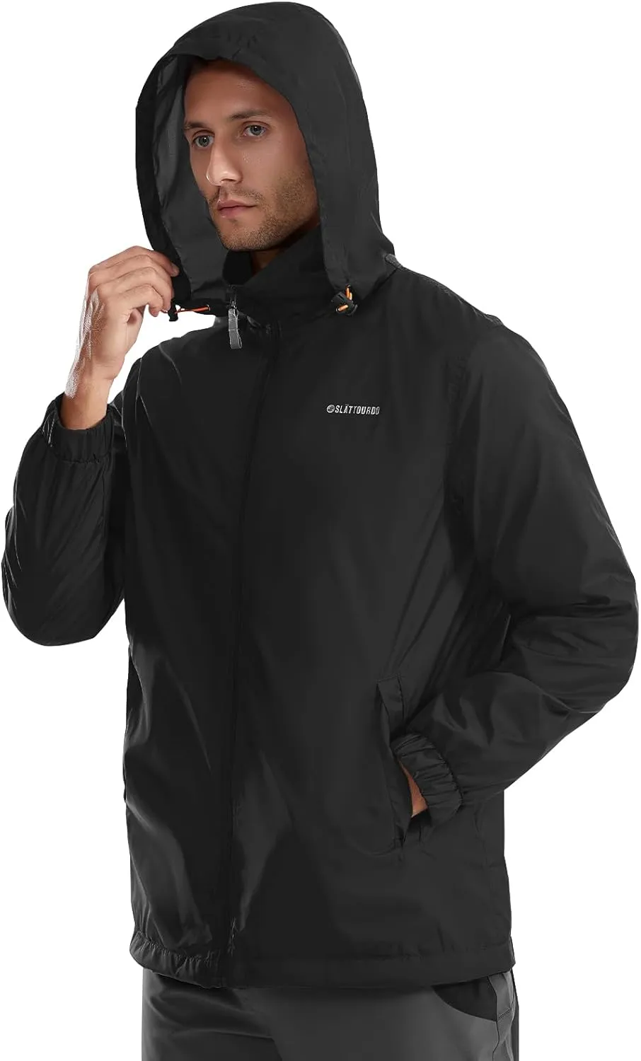 Mens Waterproof Jacket Outdoor Lightweight Hooded Windbreaker Travel Hiking Windproof Raincoat