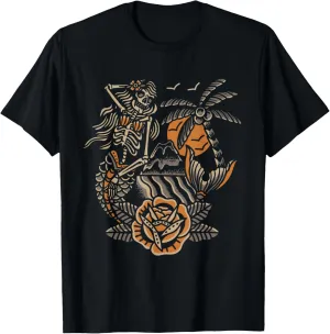 Mermaid Skeleton Traditional Tattoo Old School Tattoo Flash T-Shirt