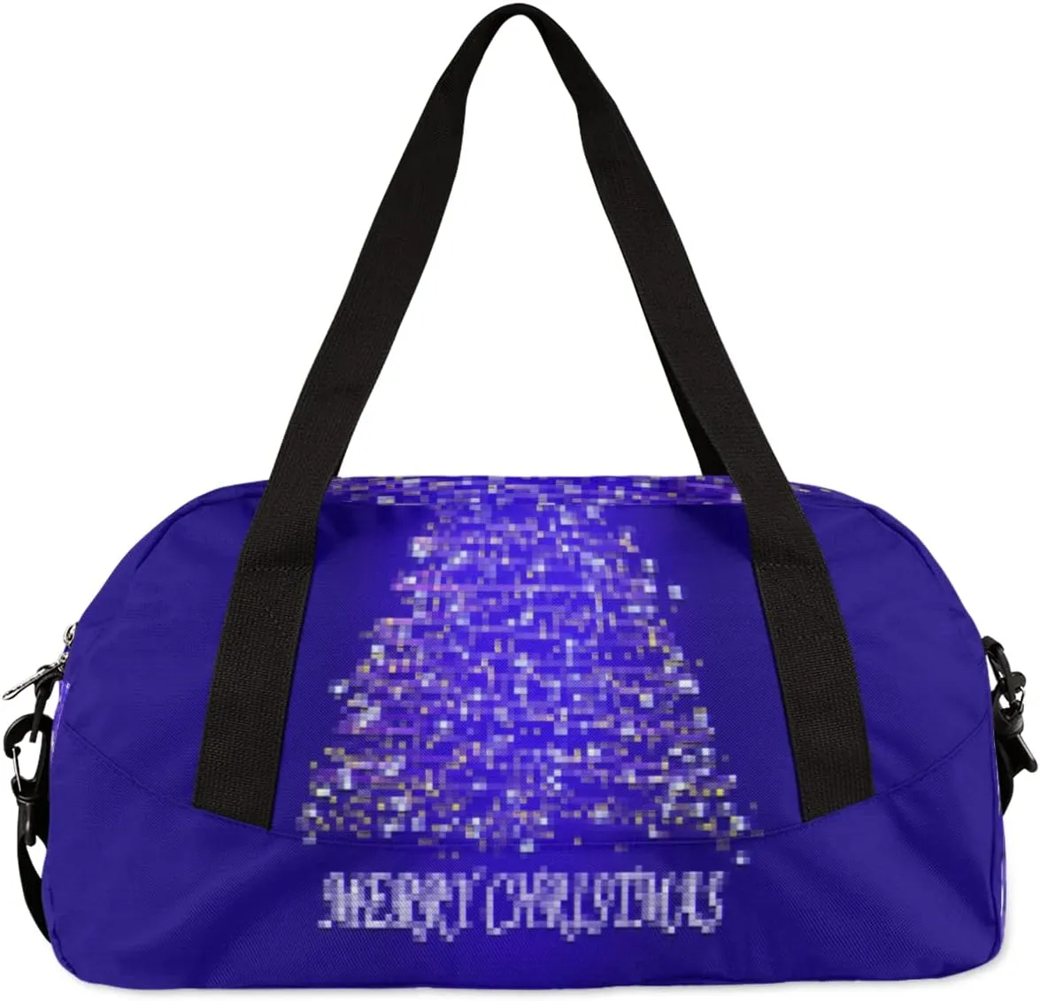 Merry Christmas Tree Kids Duffel Bag for Girls Boys Teens, Merry Christmas Pixel Wind Dance Bag Overnight Small Duffel Bag Carry On Weekend Sports Gym Travel Bag for School Practice Gymnastics Ballet