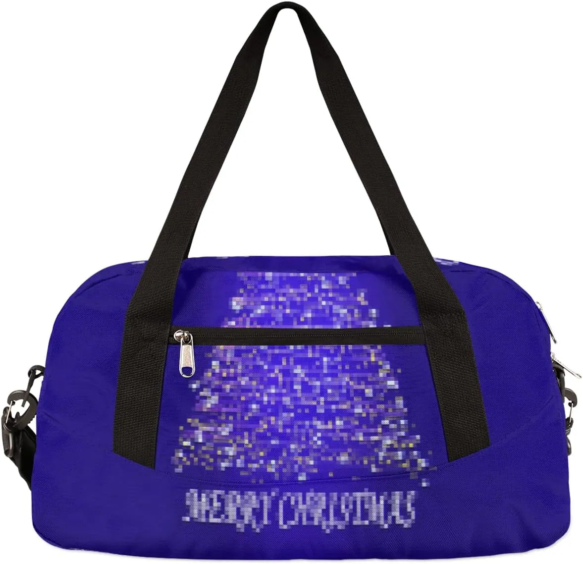 Merry Christmas Tree Kids Duffel Bag for Girls Boys Teens, Merry Christmas Pixel Wind Dance Bag Overnight Small Duffel Bag Carry On Weekend Sports Gym Travel Bag for School Practice Gymnastics Ballet