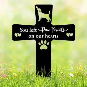 Metal Pet Memorial Garden Decoration – Dog Grave Cross for Outdoor or Indoor Display, Weatherproof Headstone Plaque for Loss of Beloved Pet, 12in Graveyard Tribute Sign