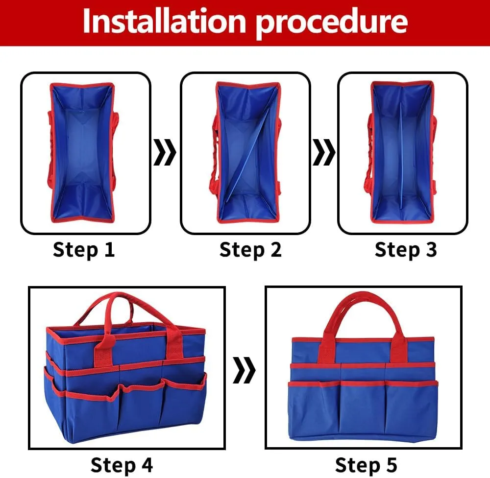 Mewise Teacher Handle Tote Bag Organizer,Tote Bag Organization for Crafts,Art,Paper,Books,School,Sewing,Travel with Handles,Ofiice Supplies Storage (Blue)
