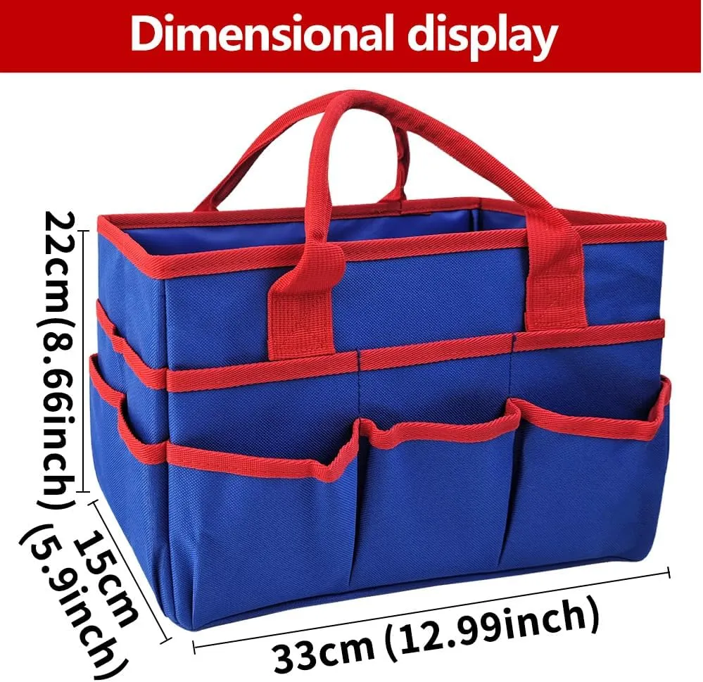 Mewise Teacher Handle Tote Bag Organizer,Tote Bag Organization for Crafts,Art,Paper,Books,School,Sewing,Travel with Handles,Ofiice Supplies Storage (Blue)