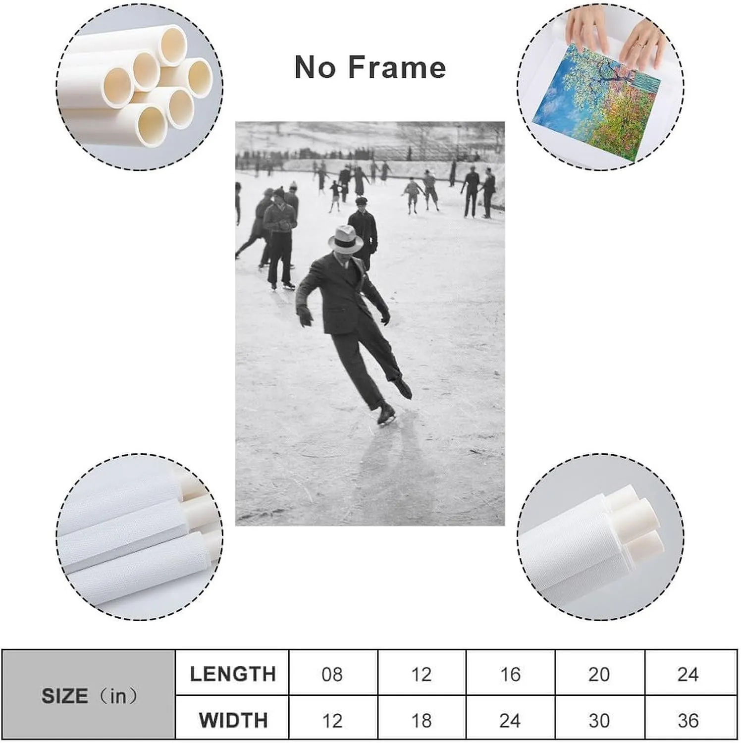 MGktgj Retro Black And White Men Skating Poster Stylish Elegant Canvas Wall Art Poster For Room Aesthetic And Decor Canvas Painting Wall Art Poster for Bedroom Living Room Decor 12x18inch(30x45cm)