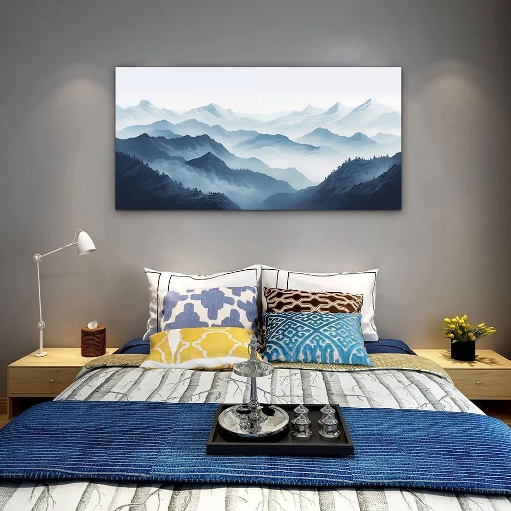 MHARTK66 Canvas Wall Art For Living Room Large Wall Decor For Office Bedroom Decor Art Black And White Grey Mountain Scenery Wall Painting View Wall Pictures Artwork Hotel Room Home Decor 20x40 In