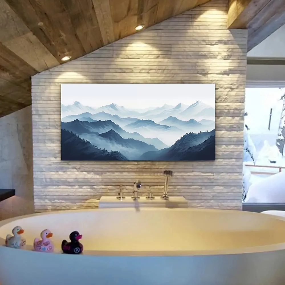 MHARTK66 Canvas Wall Art For Living Room Large Wall Decor For Office Bedroom Decor Art Black And White Grey Mountain Scenery Wall Painting View Wall Pictures Artwork Hotel Room Home Decor 20x40 In