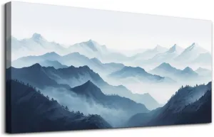 MHARTK66 Canvas Wall Art For Living Room Large Wall Decor For Office Bedroom Decor Art Black And White Grey Mountain Scenery Wall Painting View Wall Pictures Artwork Hotel Room Home Decor 20x40 In