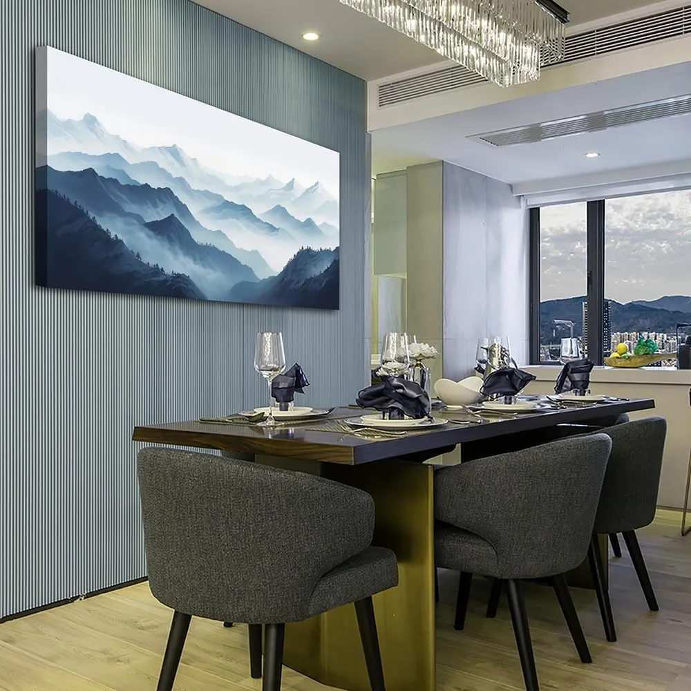 MHARTK66 Canvas Wall Art For Living Room Large Wall Decor For Office Bedroom Decor Art Black And White Grey Mountain Scenery Wall Painting View Wall Pictures Artwork Hotel Room Home Decor 20x40 In