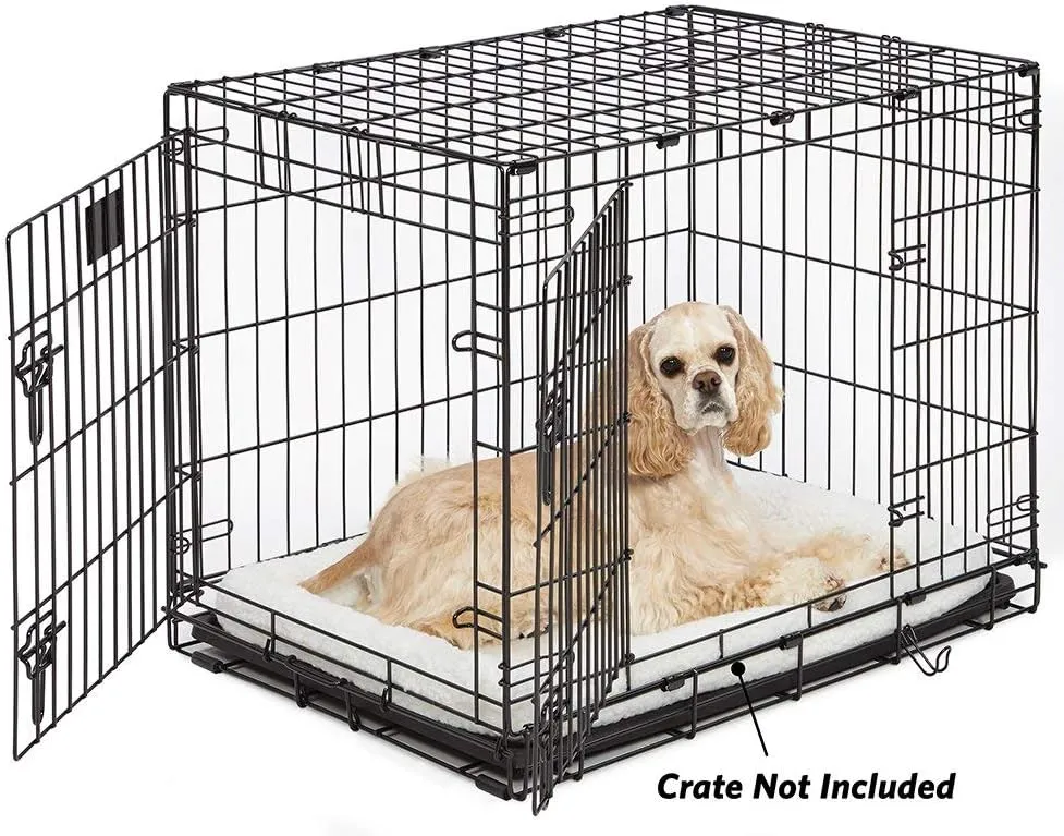 MidWest Homes for Pets 30L-Inch White Fleece Dog Bed or Cat Bed w/ Comfortable Bolster, Ideal for Medium Dog Breeds & Fits a 30-Inch Dog Crate, Easy Maintenance Machine Wash & Dry, 1-Year Warranty, Model:40230