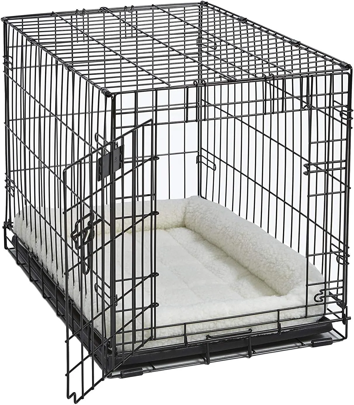 MidWest Homes for Pets 30L-Inch White Fleece Dog Bed or Cat Bed w/ Comfortable Bolster, Ideal for Medium Dog Breeds & Fits a 30-Inch Dog Crate, Easy Maintenance Machine Wash & Dry, 1-Year Warranty, Model:40230