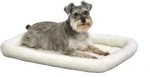 MidWest Homes for Pets 30L-Inch White Fleece Dog Bed or Cat Bed w/ Comfortable Bolster, Ideal for Medium Dog Breeds & Fits a 30-Inch Dog Crate, Easy Maintenance Machine Wash & Dry, 1-Year Warranty, Model:40230