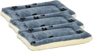 MidWest Homes for Pets Reversible Paw Print Pet Bed in Blue/White, Dog Bed Measures 17L x 11W x 1.5H for 'Tiny' Dog Breed, Machine Wash (Pack of 3)