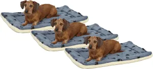 Midwest Homes for Pets Reversible Paw Print Pet Bed in Blue/White, Dog Bed Measures 28.5L x 19.5W x 3H for Medium Dogs, Machine Wash (Pack of 3)
