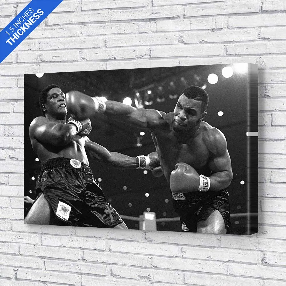 Mike Tyson Boxing Canvas Art Wall Art Home Decor - Various Sizes (18in x 12in Gallery Wrapped)