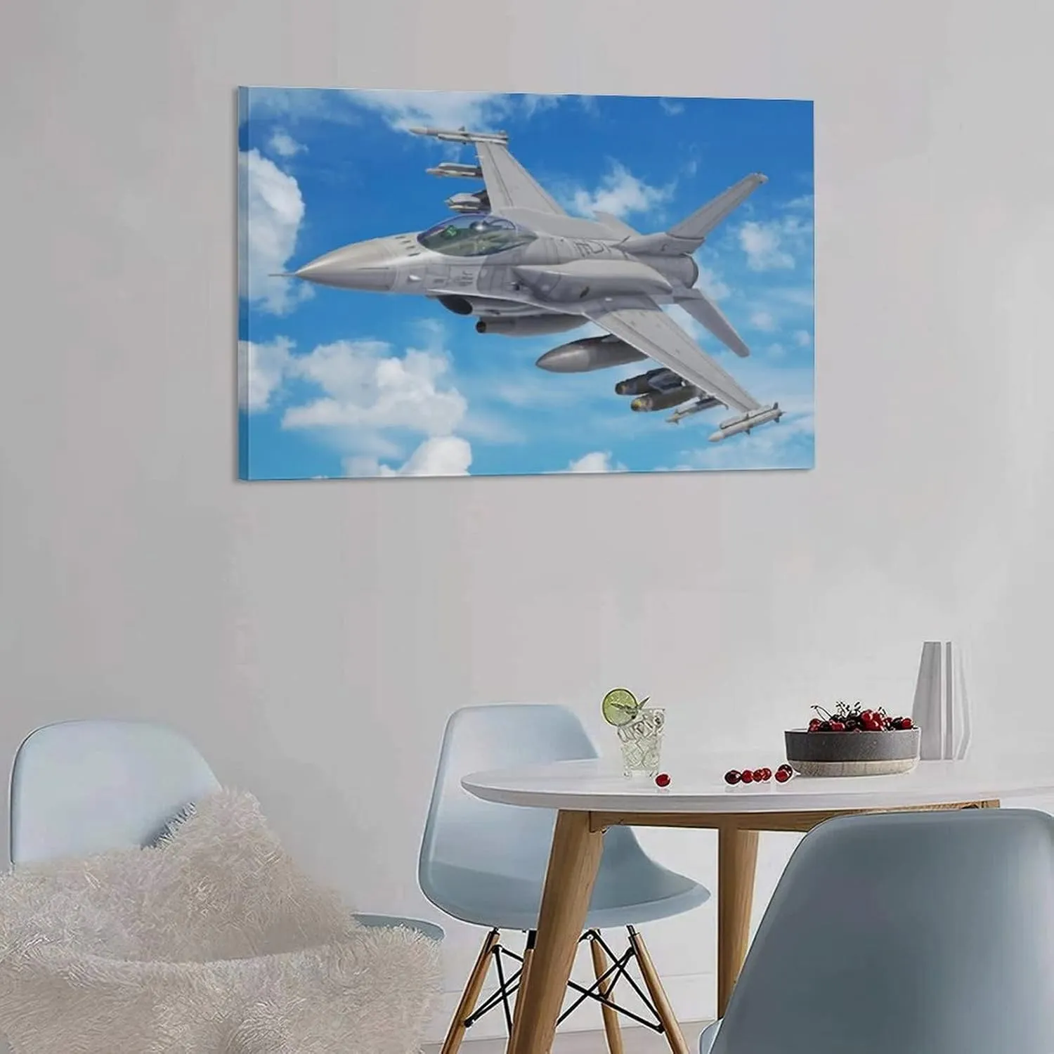 Military Aircraft General Dynamics F-16v Fighting Falcon Canvas Poster Bedroom Decor Sports Landscape Office Room Decor Gift,Canvas Poster Wall Art Decor Print Picture Paintings for Living Room Bedroo