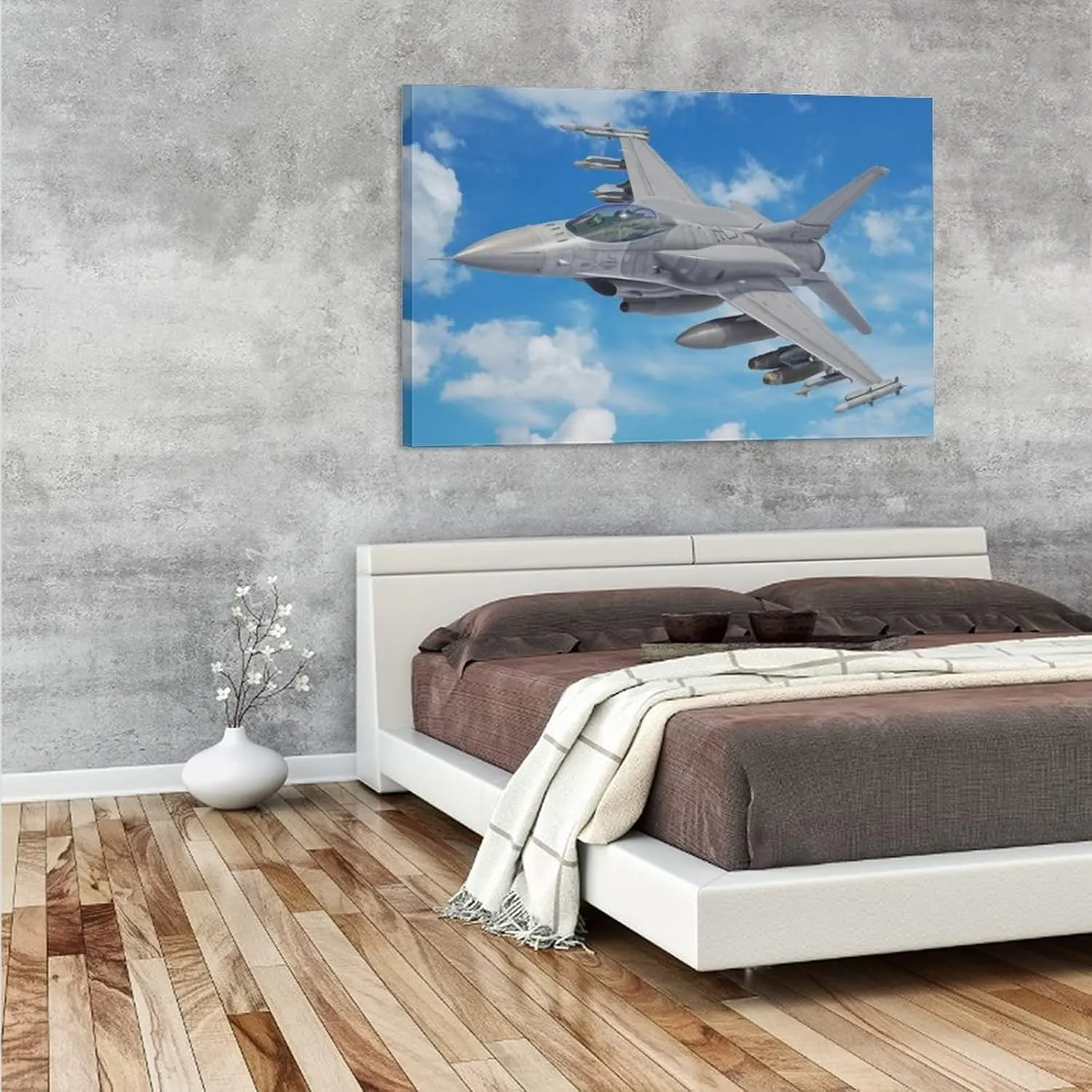 Military Aircraft General Dynamics F-16v Fighting Falcon Canvas Poster Bedroom Decor Sports Landscape Office Room Decor Gift,Canvas Poster Wall Art Decor Print Picture Paintings for Living Room Bedroo