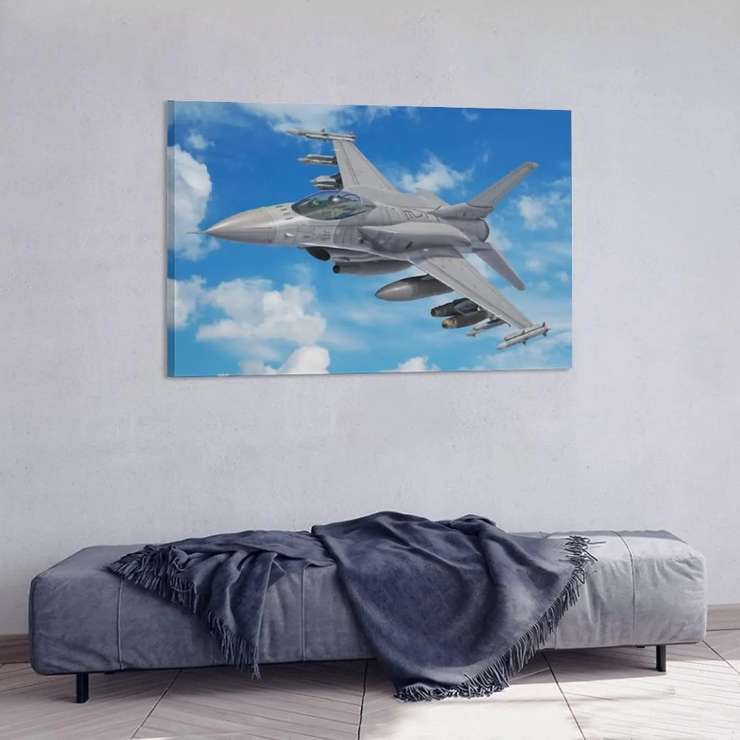 Military Aircraft General Dynamics F-16v Fighting Falcon Canvas Poster Bedroom Decor Sports Landscape Office Room Decor Gift,Canvas Poster Wall Art Decor Print Picture Paintings for Living Room Bedroo