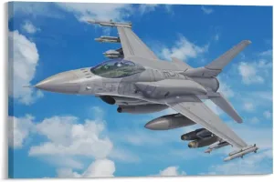 Military Aircraft General Dynamics F-16v Fighting Falcon Canvas Poster Bedroom Decor Sports Landscape Office Room Decor Gift,Canvas Poster Wall Art Decor Print Picture Paintings for Living Room Bedroo