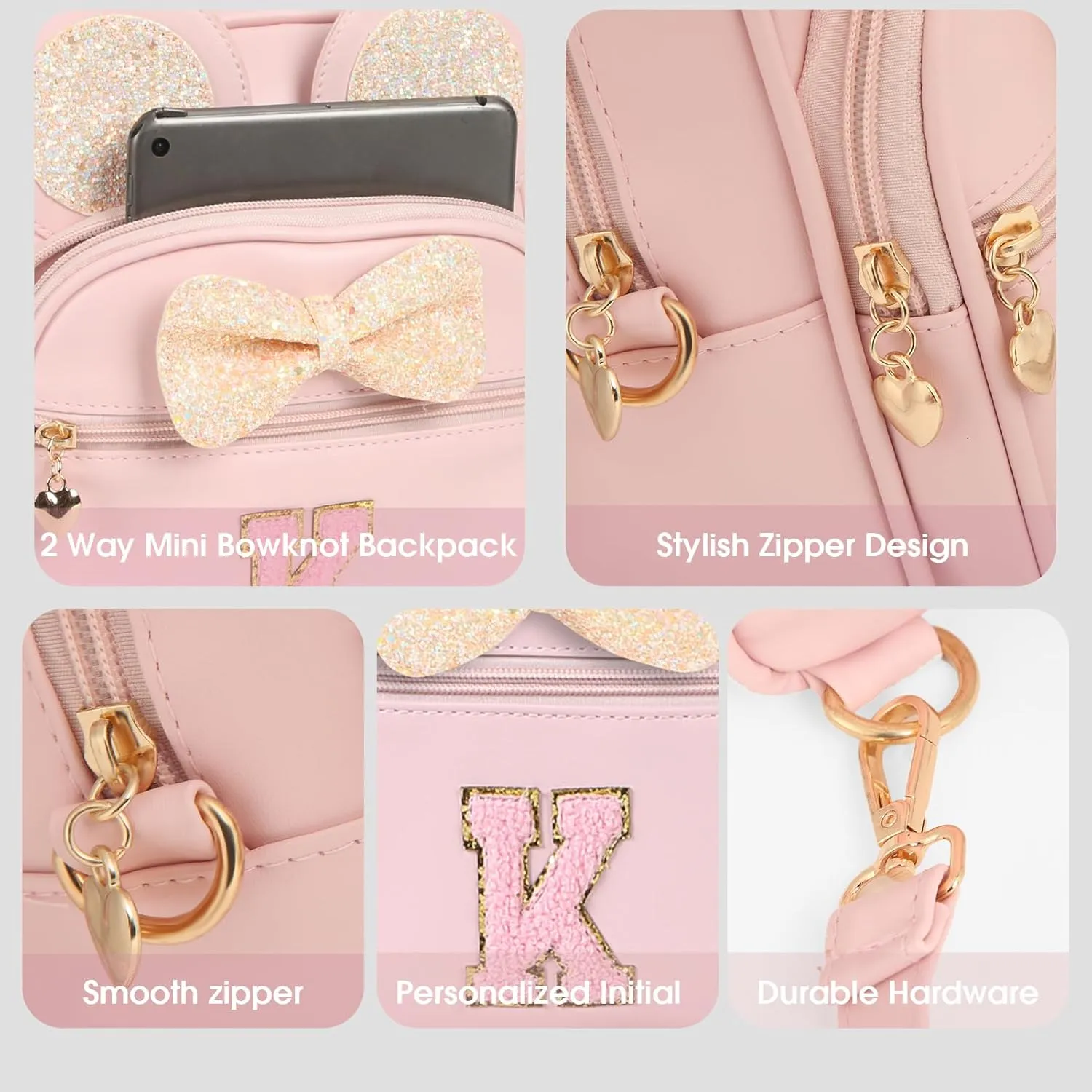 Mini Backpack for Girls Bowknot, Cute Leather Backpack Toddler Purse Birthday Gifts for Kids Girls