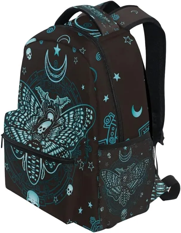MNSRUU School Backpack Butterfly Skull Mysticism College Knapsack Laptop Rucksack Business Travel Computer Bookbags for Adult Teen One Size
