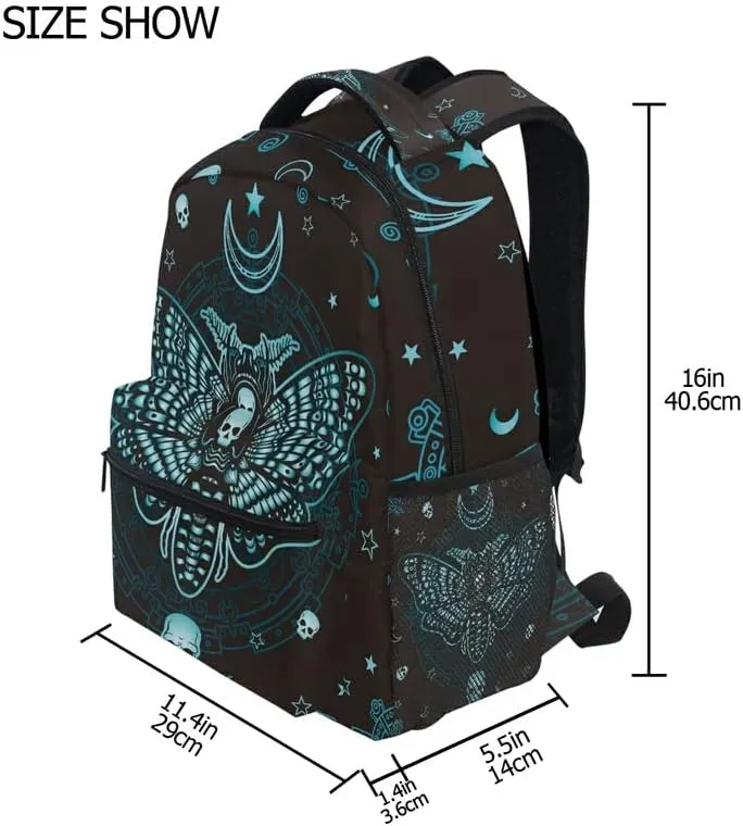 MNSRUU School Backpack Butterfly Skull Mysticism College Knapsack Laptop Rucksack Business Travel Computer Bookbags for Adult Teen One Size