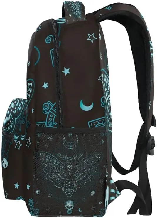 MNSRUU School Backpack Butterfly Skull Mysticism College Knapsack Laptop Rucksack Business Travel Computer Bookbags for Adult Teen One Size