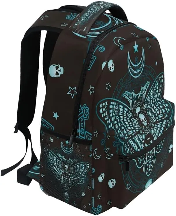 MNSRUU School Backpack Butterfly Skull Mysticism College Knapsack Laptop Rucksack Business Travel Computer Bookbags for Adult Teen One Size