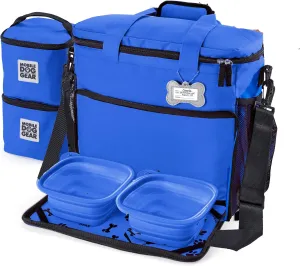 Mobile Dog Gear Week Away Airline Approved Dog Travel Bag (15"x7"x14", Blue) - Includes 2 Pet Food Storage Containers   2 Collapsible Dog Water Bowls