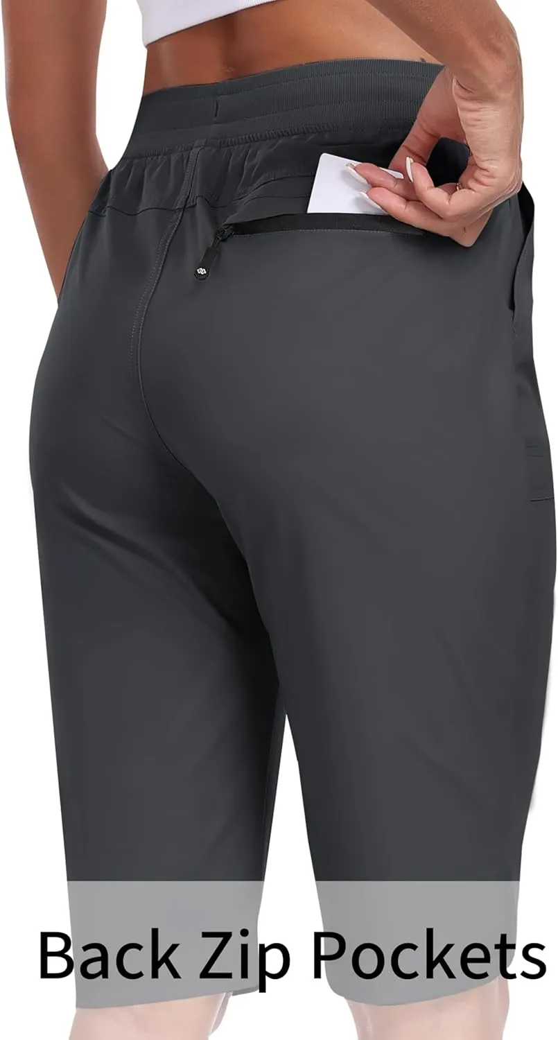 MoFiz Womens 13" Knee Length Hiking Shorts Quick Dry Water Resistant Athletic Travel Golf Bermuda Shorts with 3 Pockets