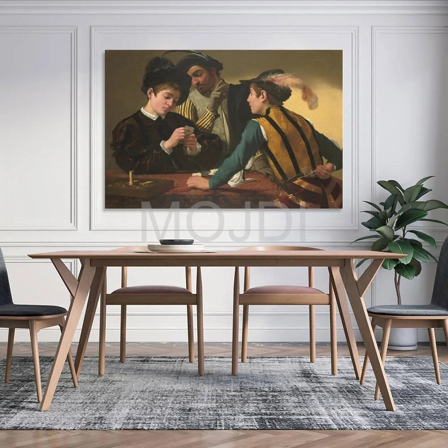 MOJDI Cardsharps by Caravaggio Canvas Painting Wall Art Poster for Bedroom Living Room Decor 08x12inch(20x30cm) Unframe-style