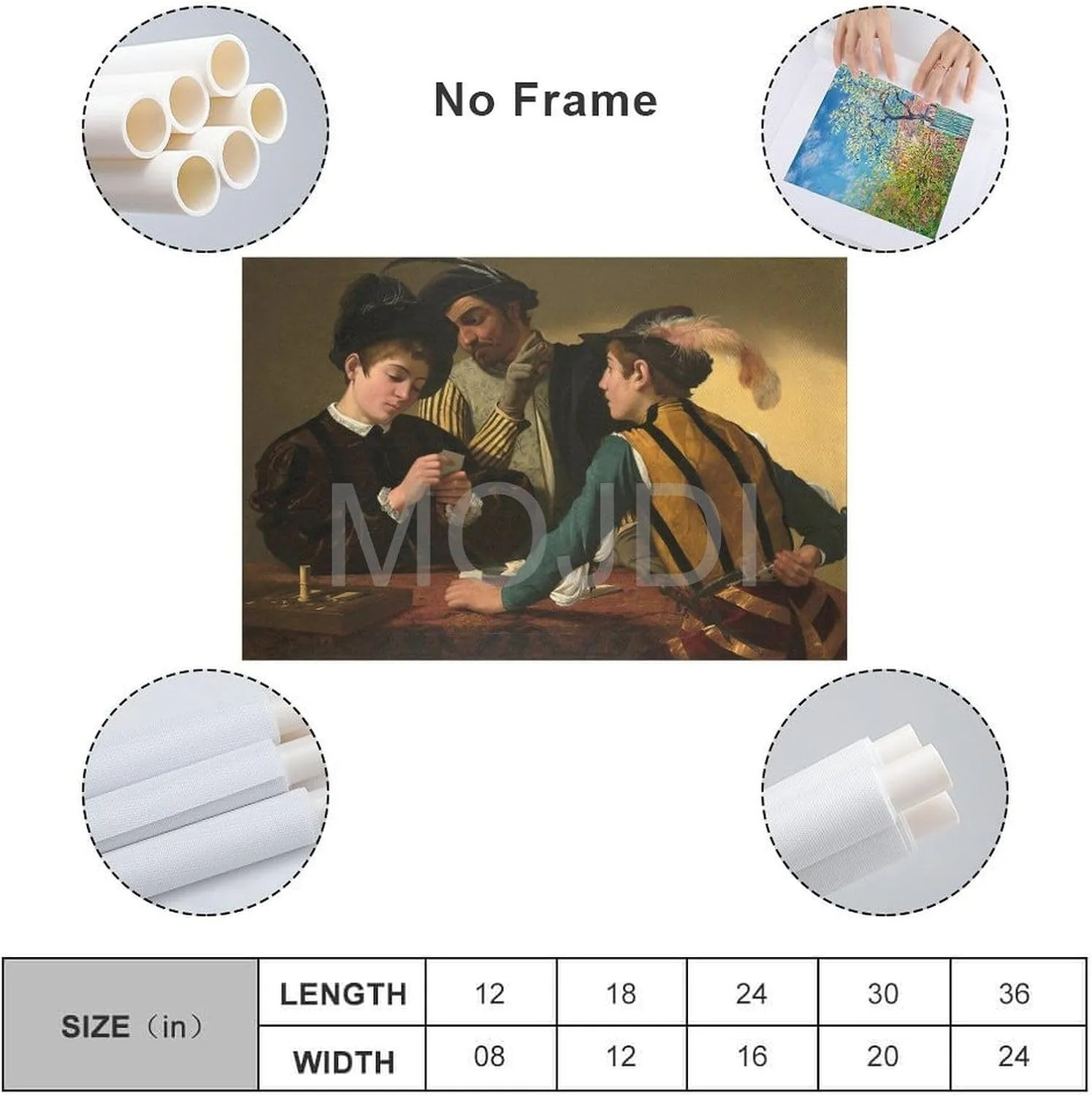 MOJDI Cardsharps by Caravaggio Canvas Painting Wall Art Poster for Bedroom Living Room Decor 08x12inch(20x30cm) Unframe-style