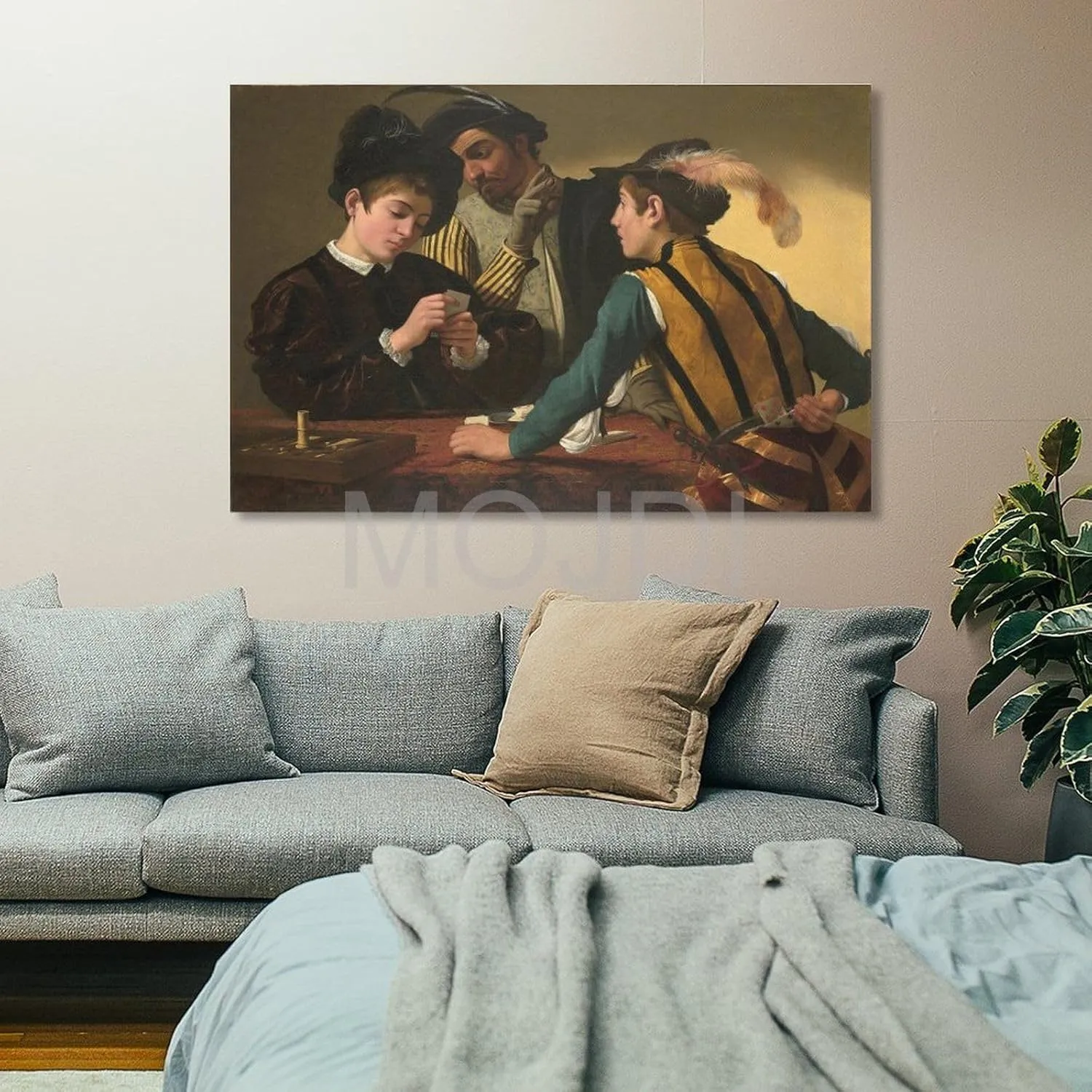 MOJDI Cardsharps by Caravaggio Canvas Painting Wall Art Poster for Bedroom Living Room Decor 08x12inch(20x30cm) Unframe-style