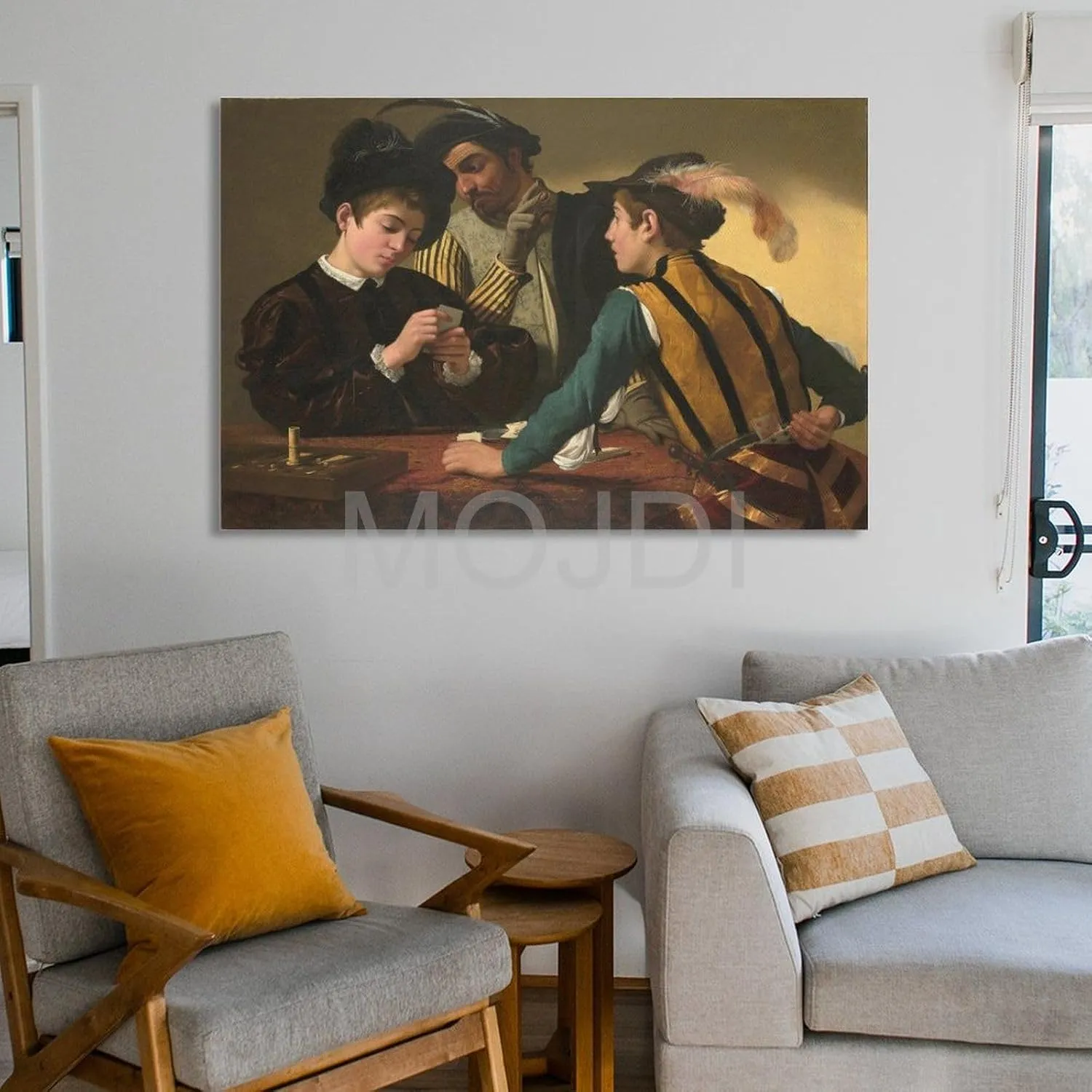 MOJDI Cardsharps by Caravaggio Canvas Painting Wall Art Poster for Bedroom Living Room Decor 08x12inch(20x30cm) Unframe-style