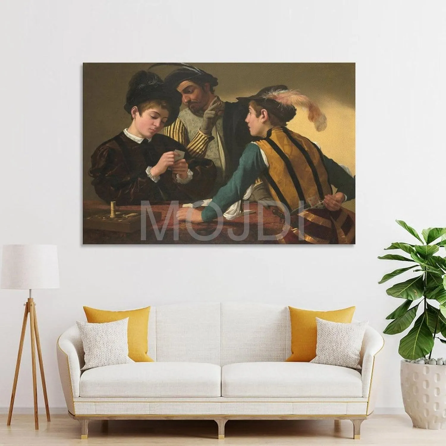MOJDI Cardsharps by Caravaggio Canvas Painting Wall Art Poster for Bedroom Living Room Decor 08x12inch(20x30cm) Unframe-style