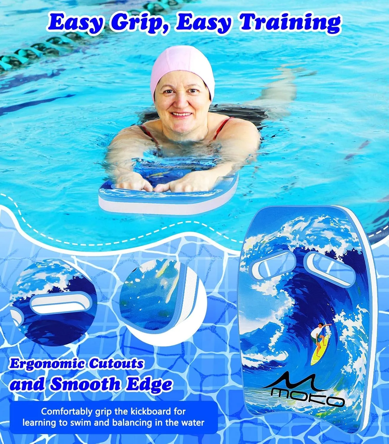MoKo Swim Kickboard, Cartoon Swimming Training Kick Board Pool Exercise Equipment Promote Natural Swimming Position Water Fun Tool for Kids