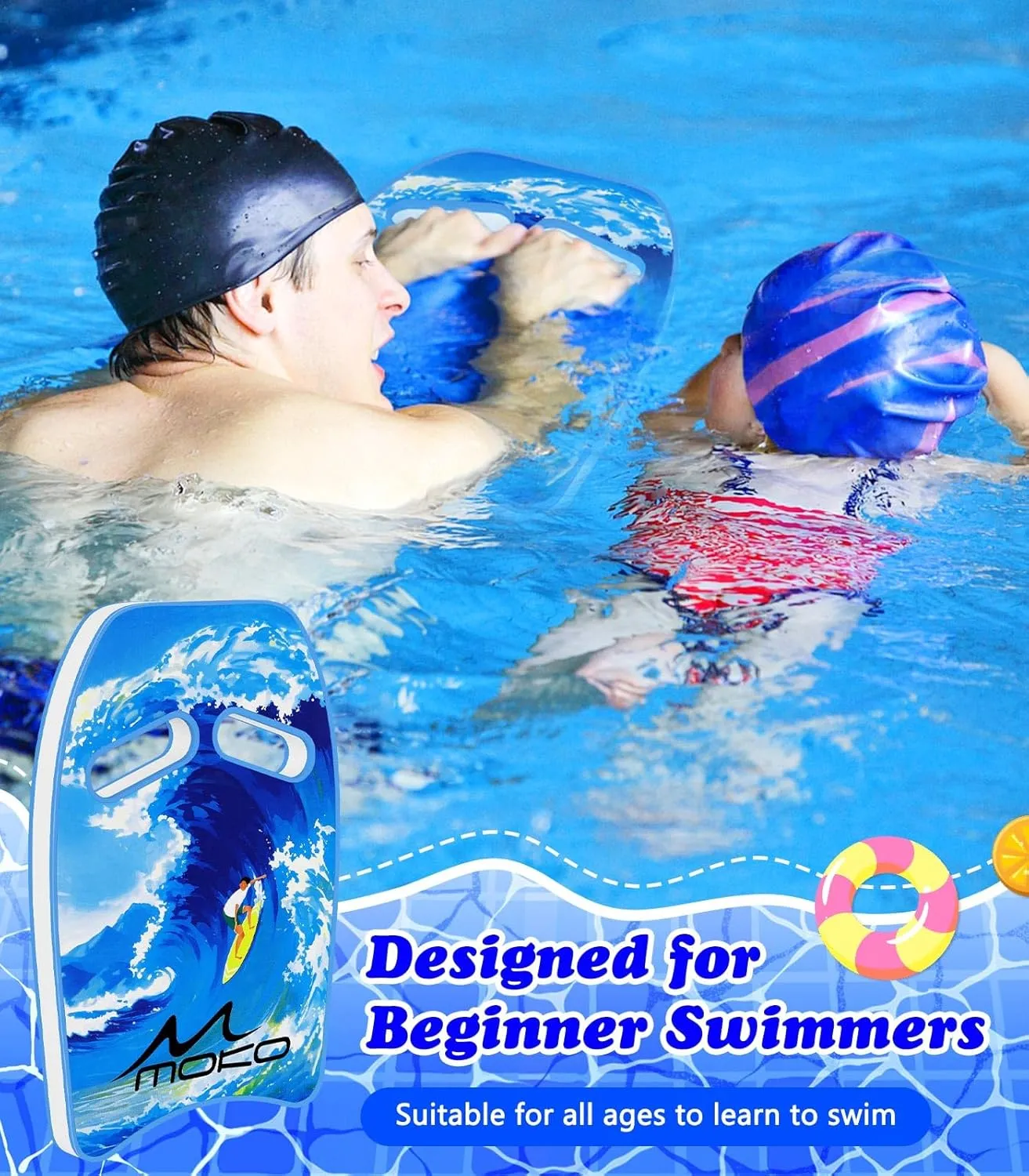 MoKo Swim Kickboard, Cartoon Swimming Training Kick Board Pool Exercise Equipment Promote Natural Swimming Position Water Fun Tool for Kids