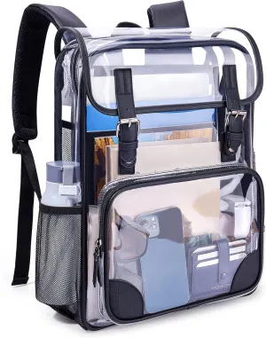 mommore Clear Backpack Heavy Duty Large Clear Backpacks for School Transparent PVC Stadium Approved See Through Backpack